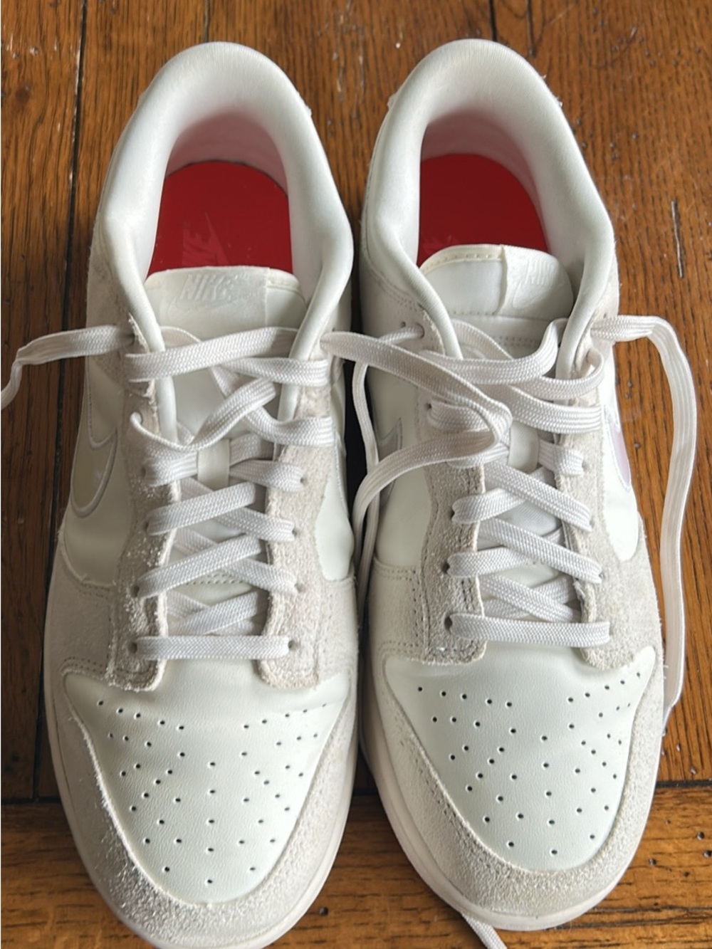 Nike Dunk Low Women's in Sail with Pink Swoosh